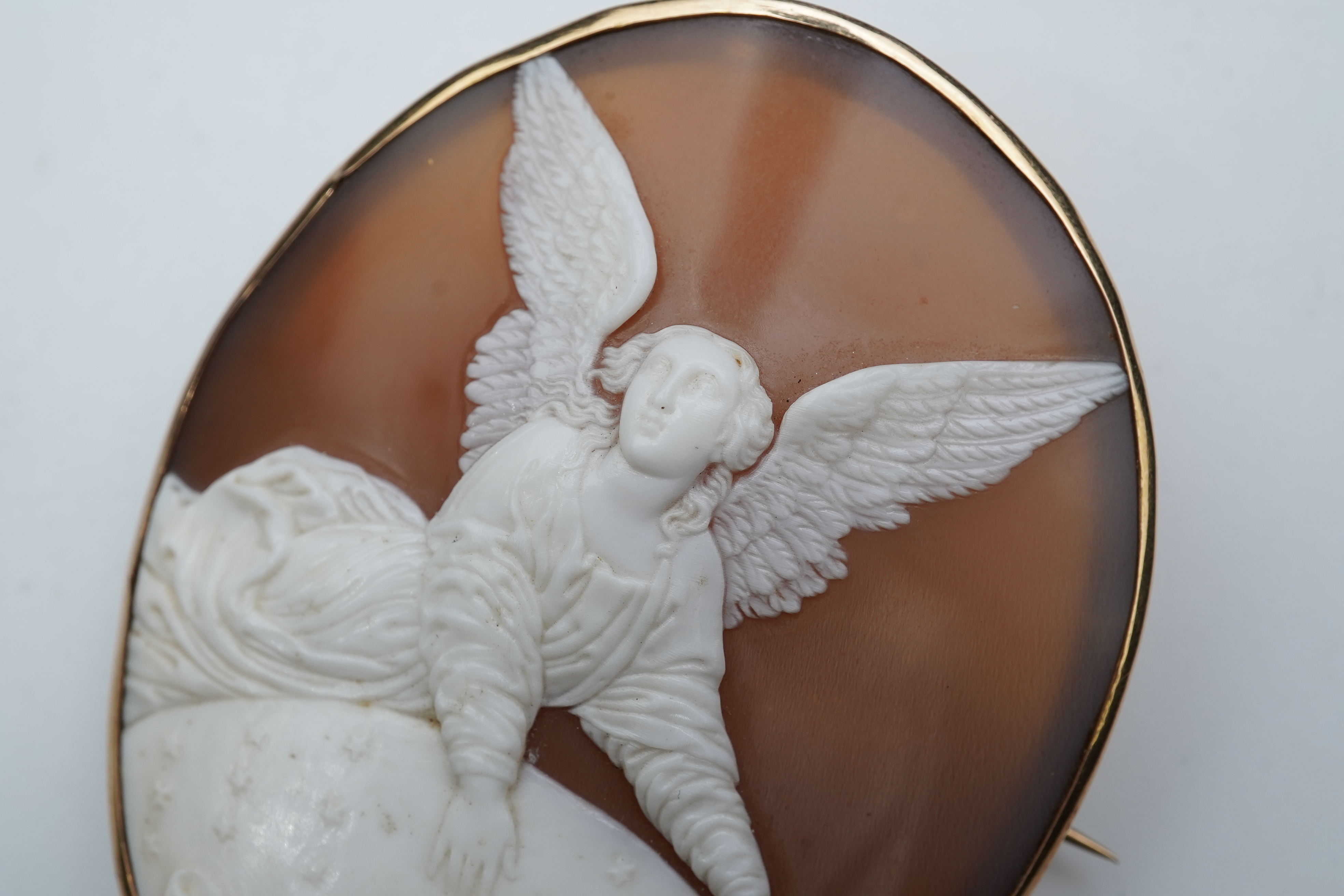 An unusual shell cameo brooch, late 19th century